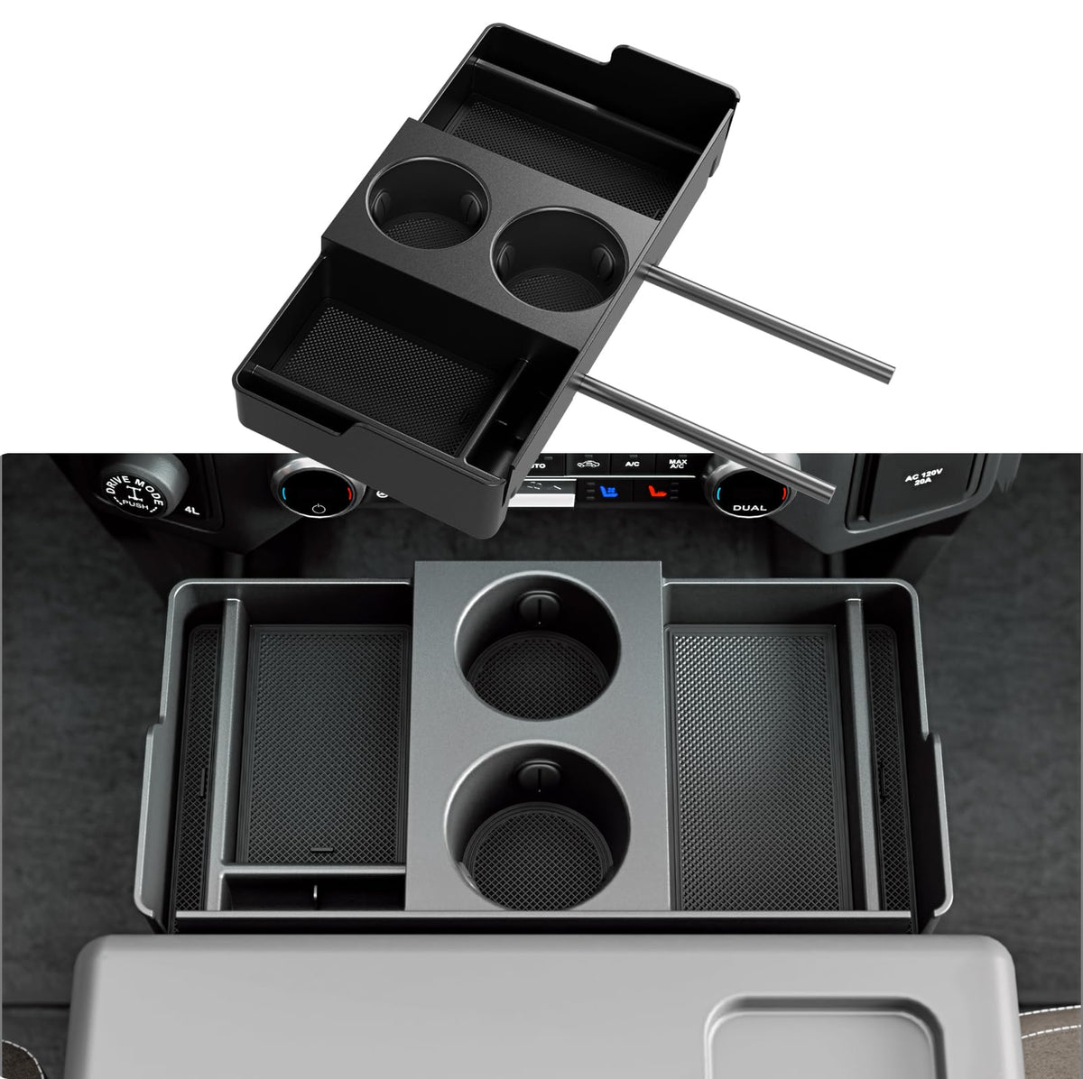 Maxzina front-center headrest organizer tray keeps small items organized and reachable
