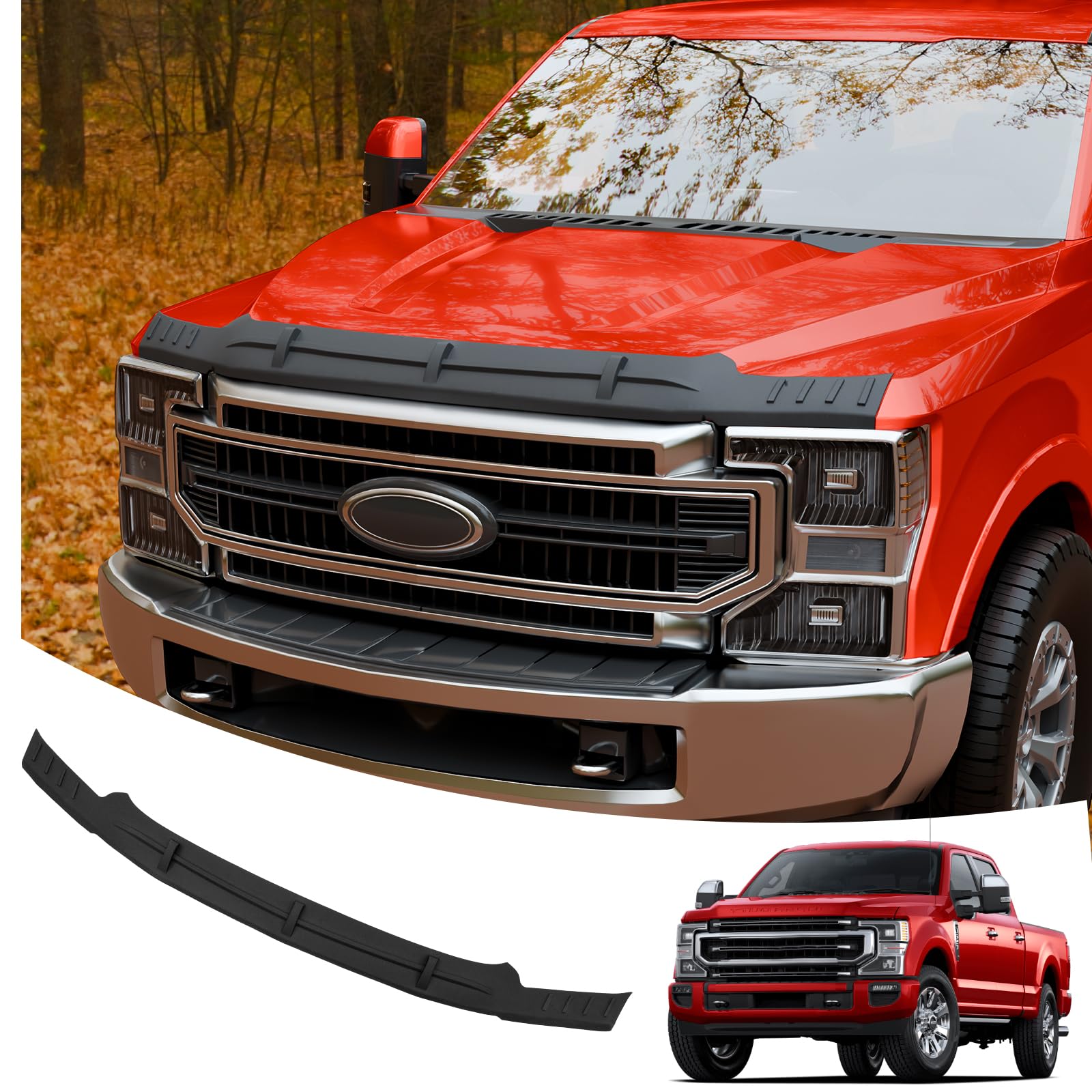Maxzina hood deflector in front view protecting Ford F-Series from stones and debris