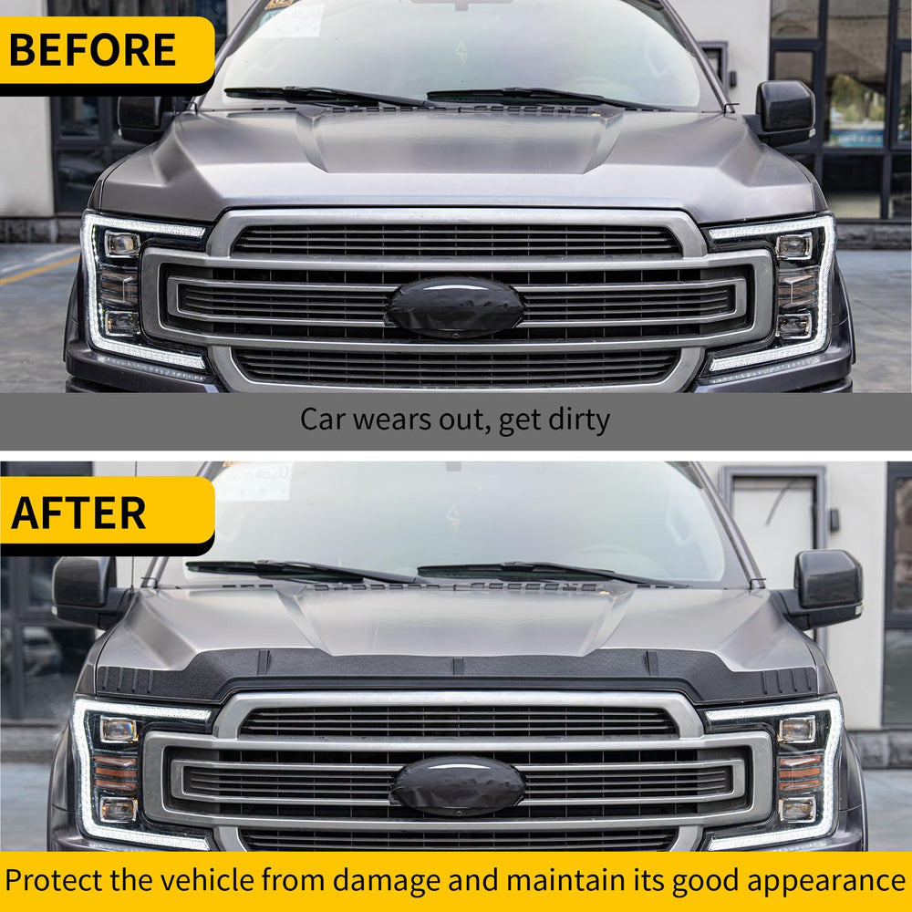 Maxzina hood protector deflects stones on Ford F-150 in use.
