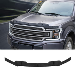 Maxzina hood protector installed on Ford F-150 curved hood to deflect debris.