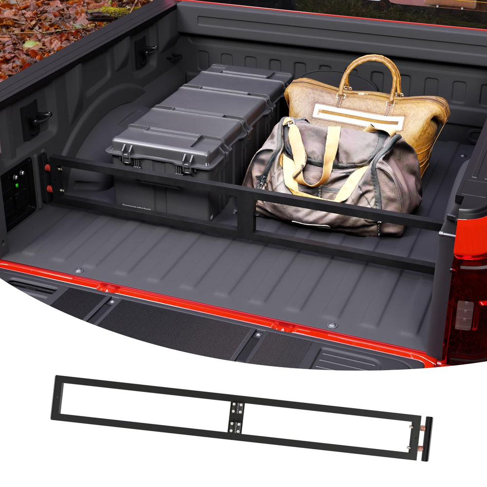 Maxzina truck bed divider with side slots keeps Ford F-150 cargo organized.