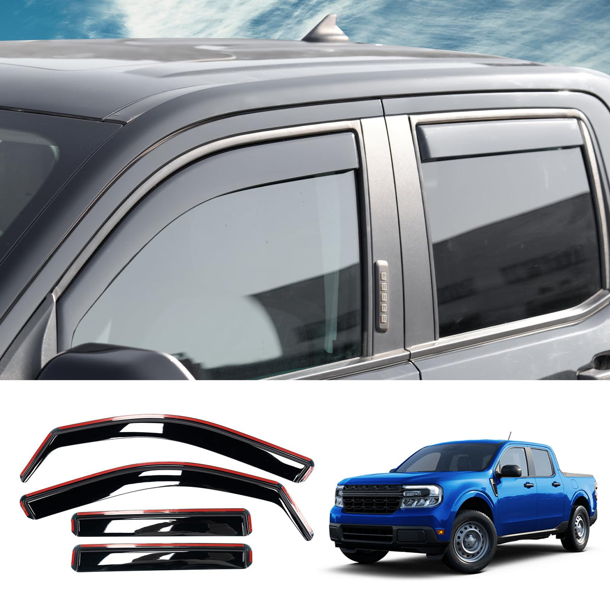 Maxzina visor rain guard for Ford Maverick front-left shields rain for improved visibility