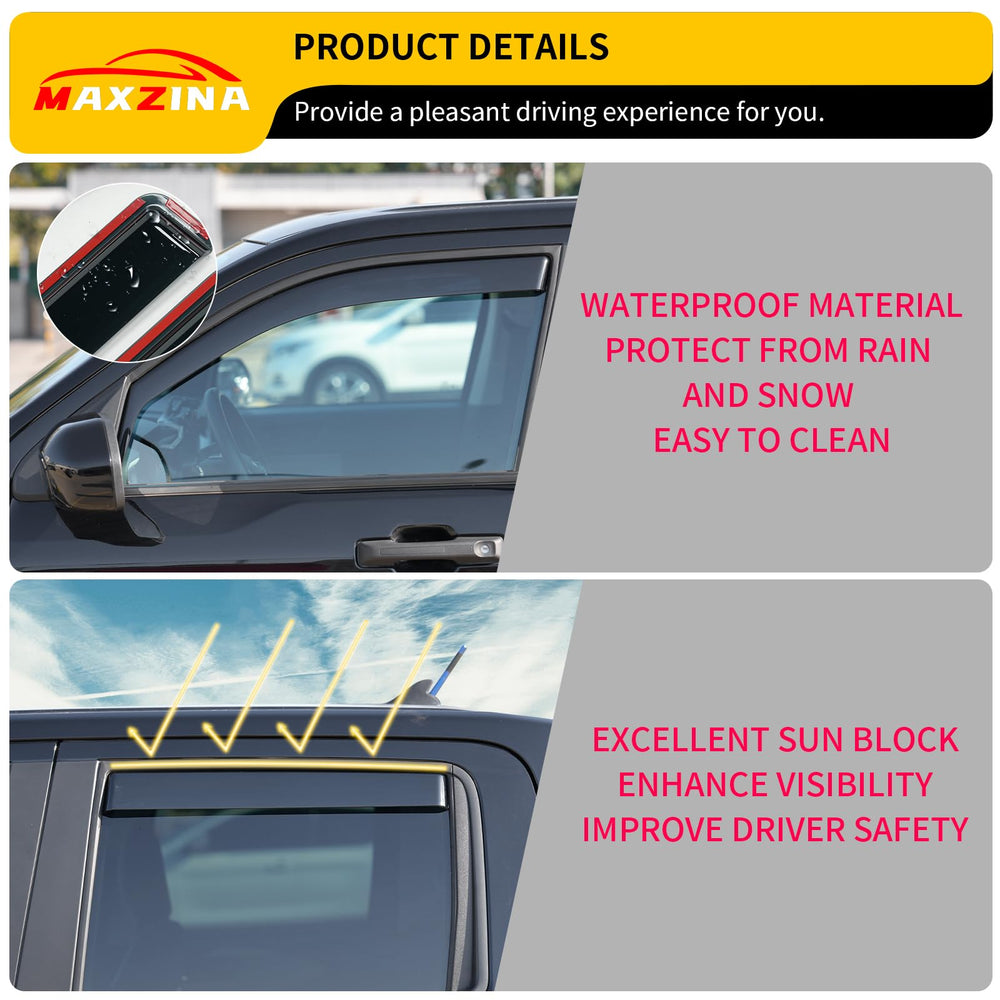 Maxzina visor rain guard for Ford Maverick rear-right helps keep side windows clear