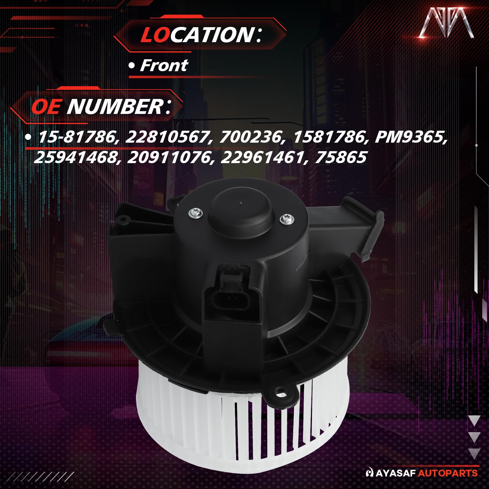 MAYASAF 700236 blower motor assembly close-up connection for easy fit