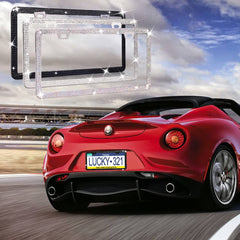 MAYEHAY diamond license plate frame pair showcases luxury look for any vehicle.