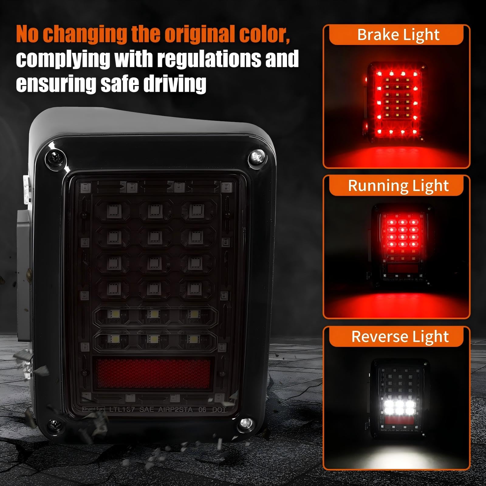 MAYELLO LED tail light close-up shows high-quality LEDs and durable ABS housing