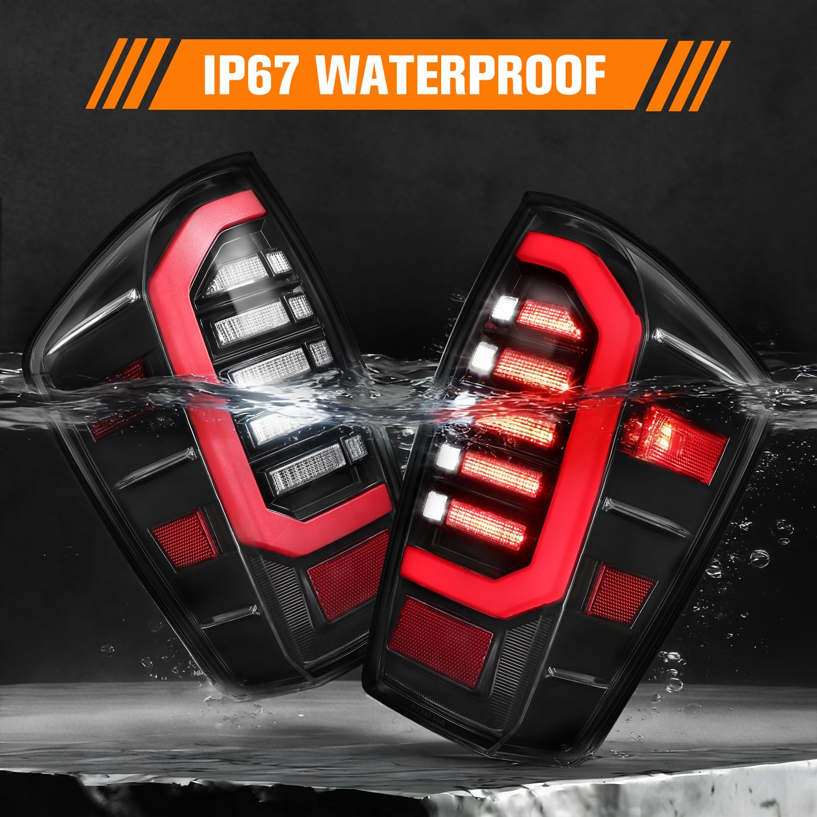 MAYELLO weather-ready tail lights withstand rain and snow for dependable operation.