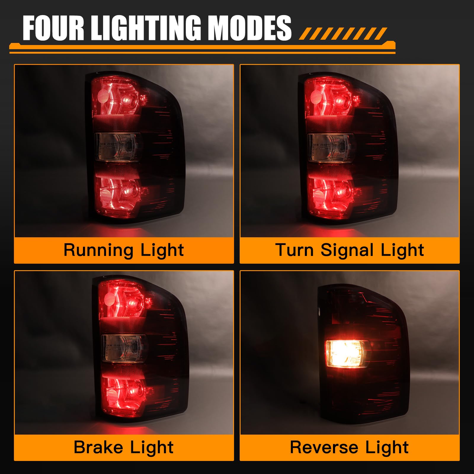 MAYELLO smoked red tail lights with dark body enhance Silverado aesthetics