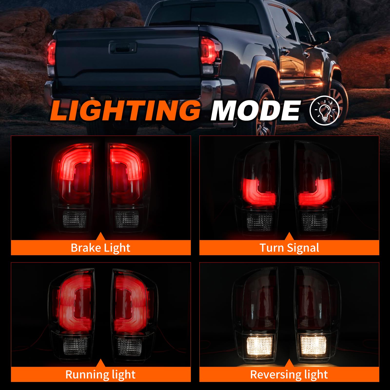 MAYELLO tail lights for 2016-2023 Tacoma with bulbs included, ready for replacement