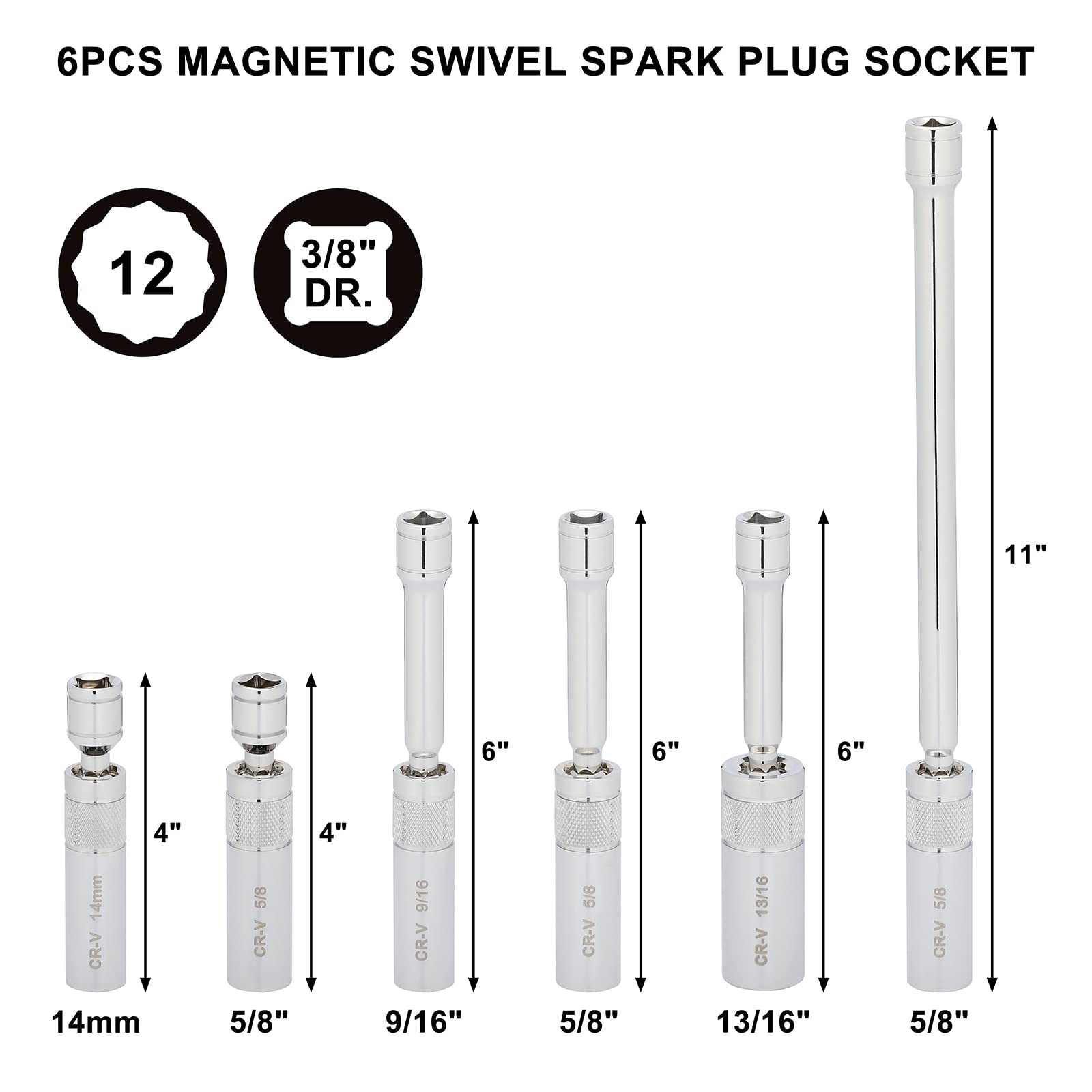 Mayouko spark plug socket 5-8in 4in for deep reach.