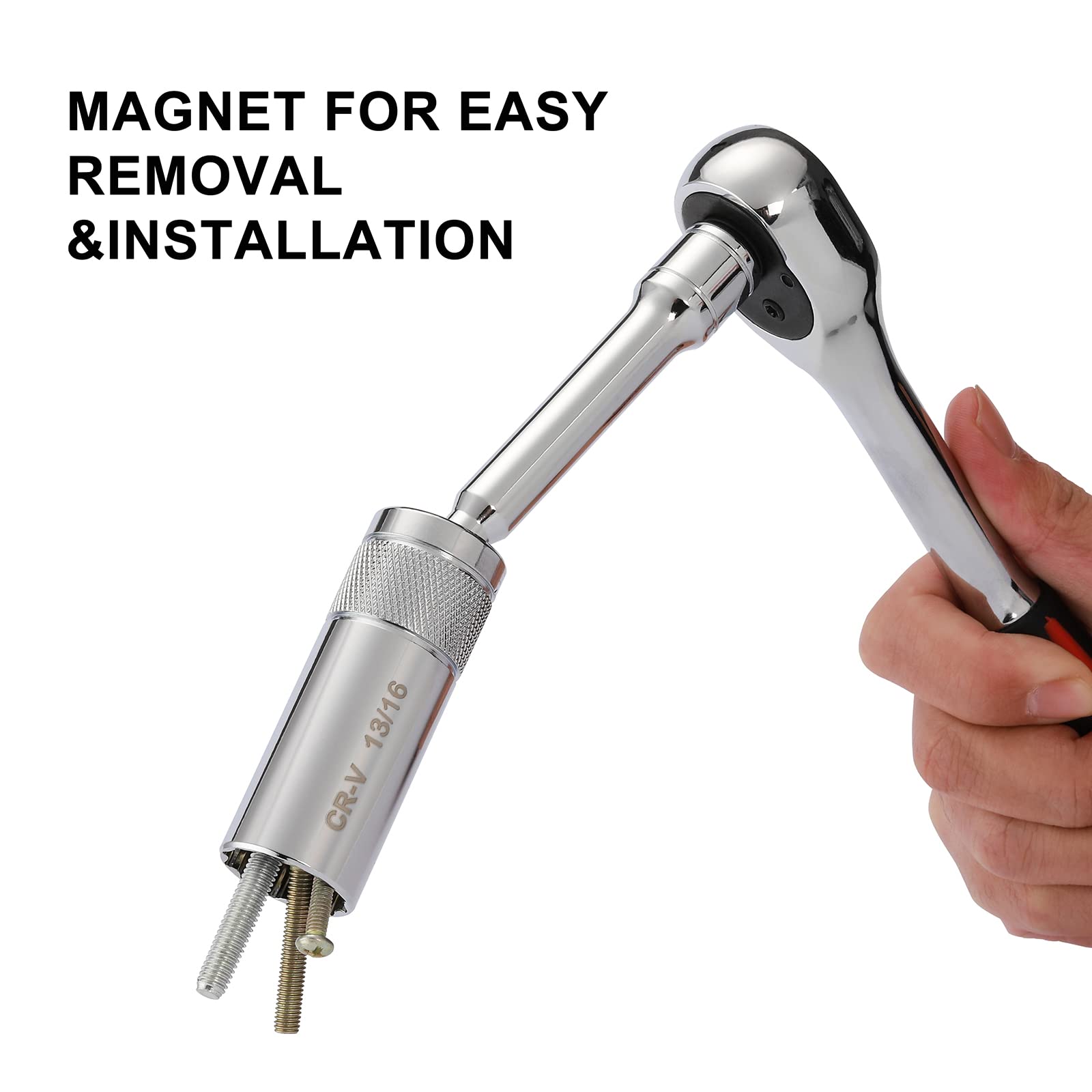 Mayouko magnetic swivel head spark plug socket in use.
