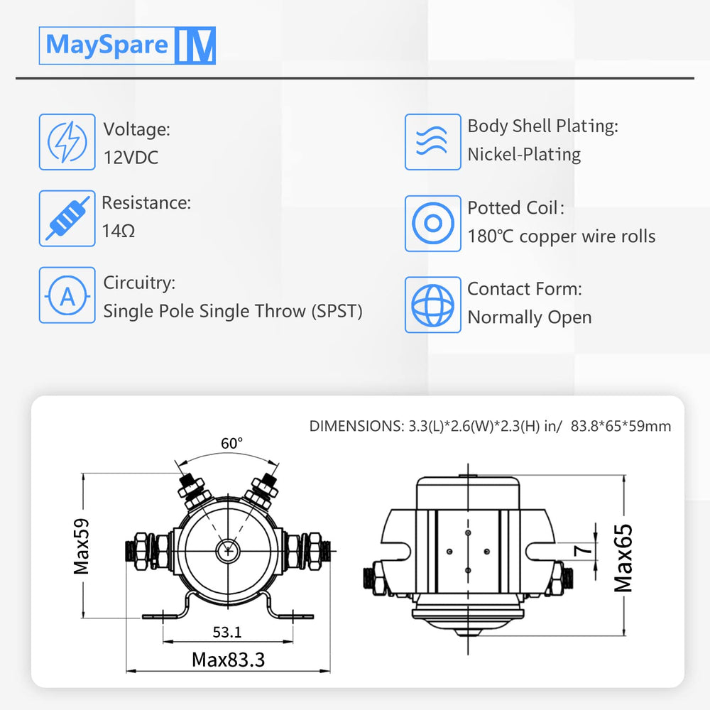MaySpare 12V solenoid coil with copper wire 180°C for durable performance