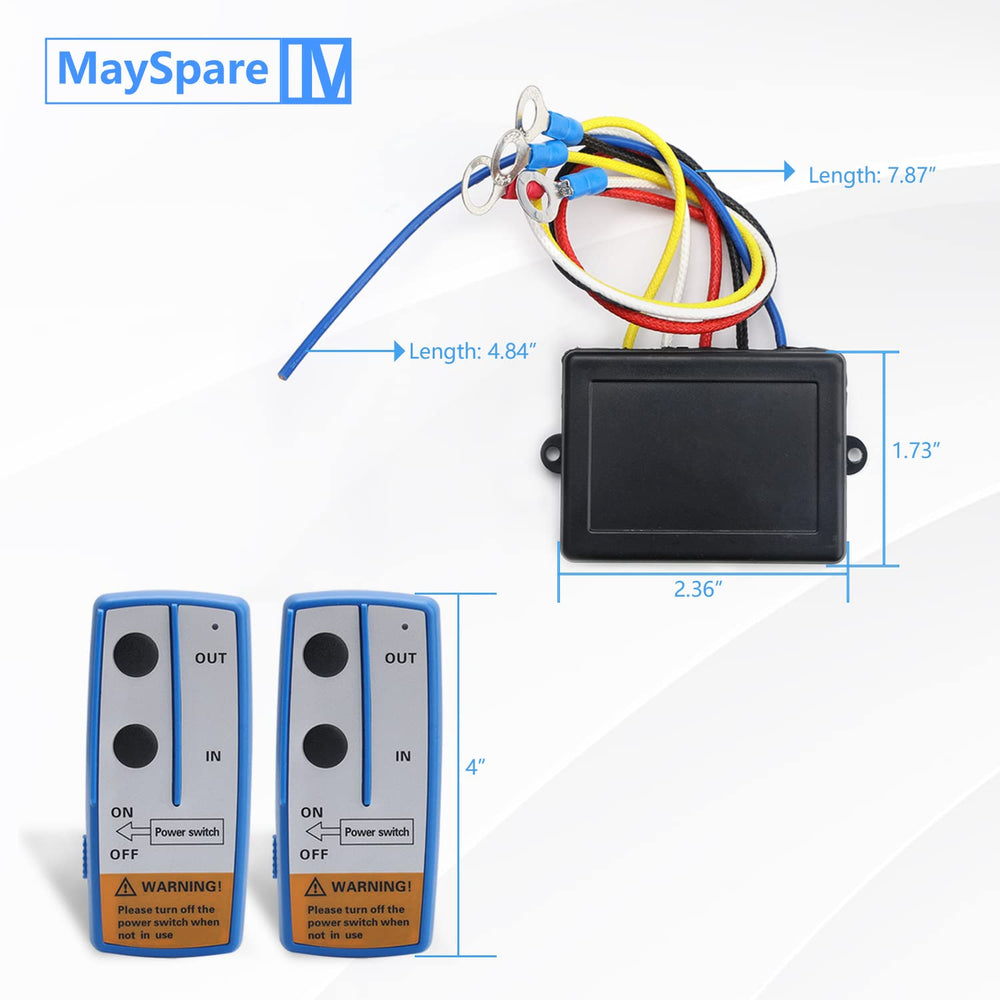 MaySpare 12V winch remote kit includes two remotes for shared use.