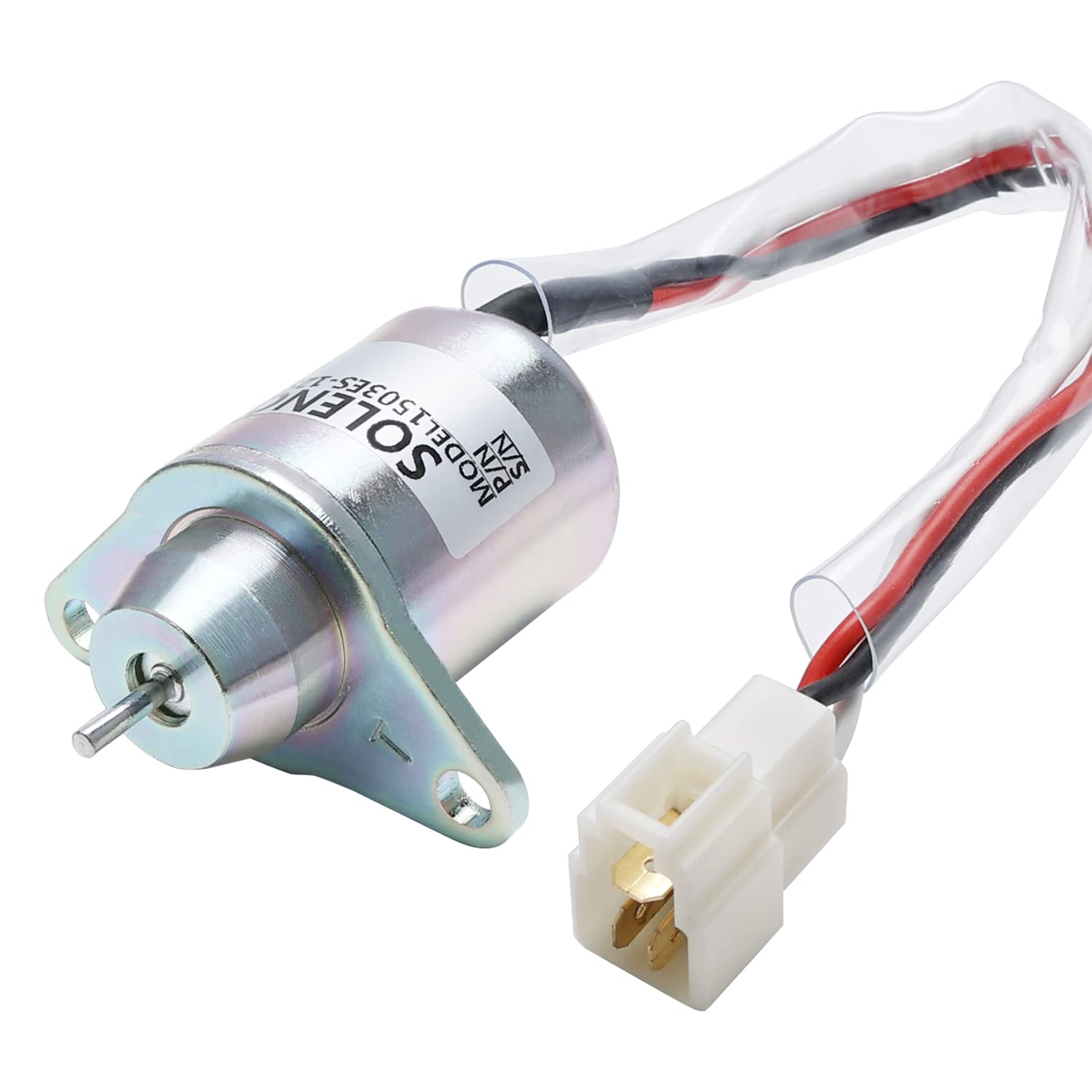 MaySpare fuel shut off solenoid front view, compact and easy to install.