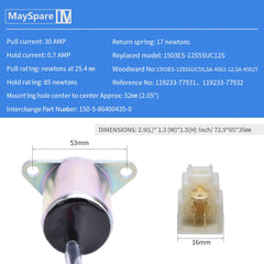 MaySpare solenoid side view shows ergonomic mounting for reliable engine integration.