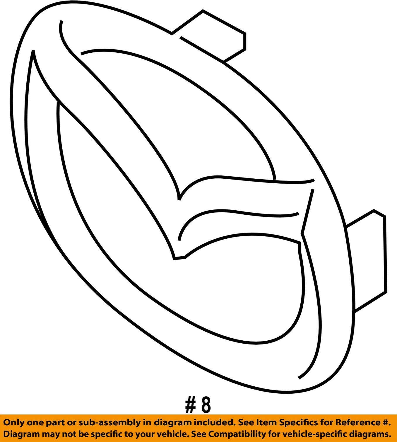 Mazda front logo emblem component, OEM replacement ensuring factory accuracy.