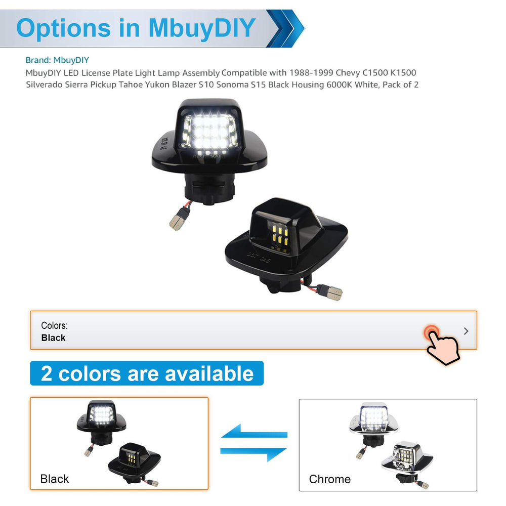 MbuyDIY LED license plate light assembly back view with plug-and-play design