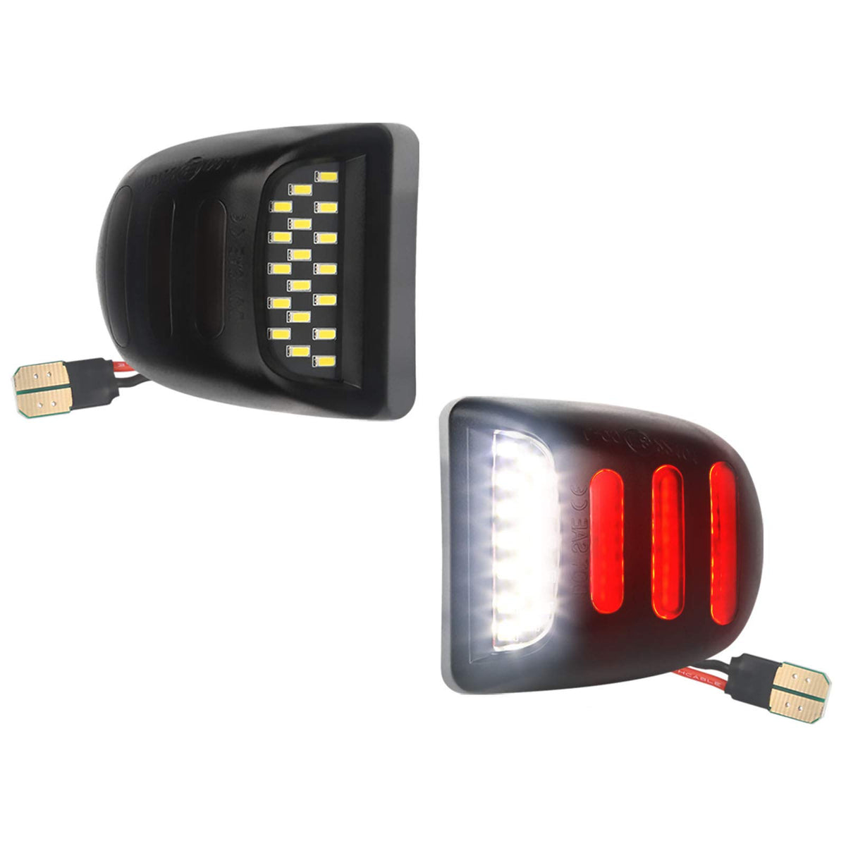 MbuyDIY LED license plate light kit installed on rear with white LEDs and red OLED neon tube