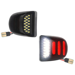 MbuyDIY LED license plate light kit installed on rear with white LEDs and red OLED neon tube
