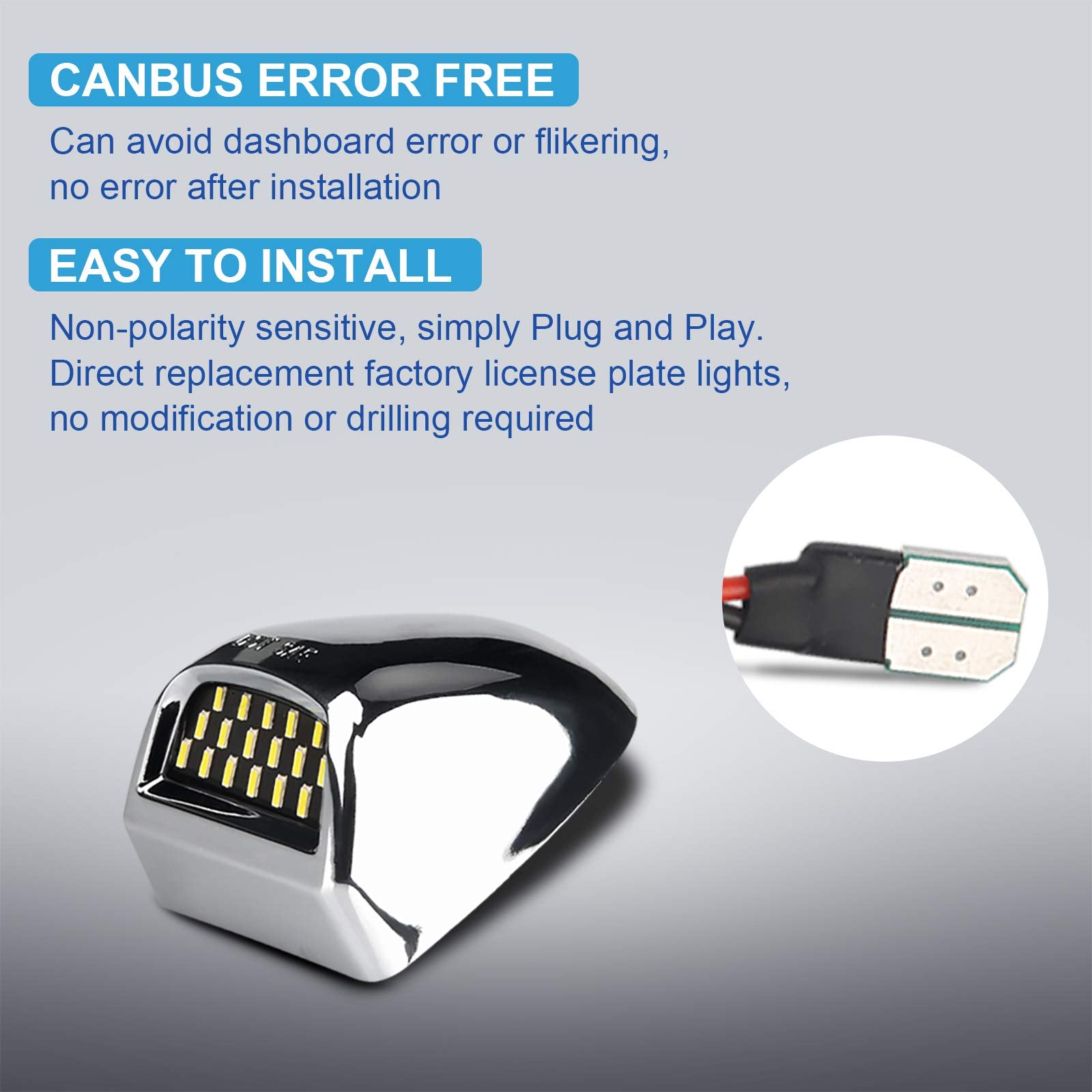 MbuyDIY 6000K LEDs provide bright, even glow for easy plate recognition at night