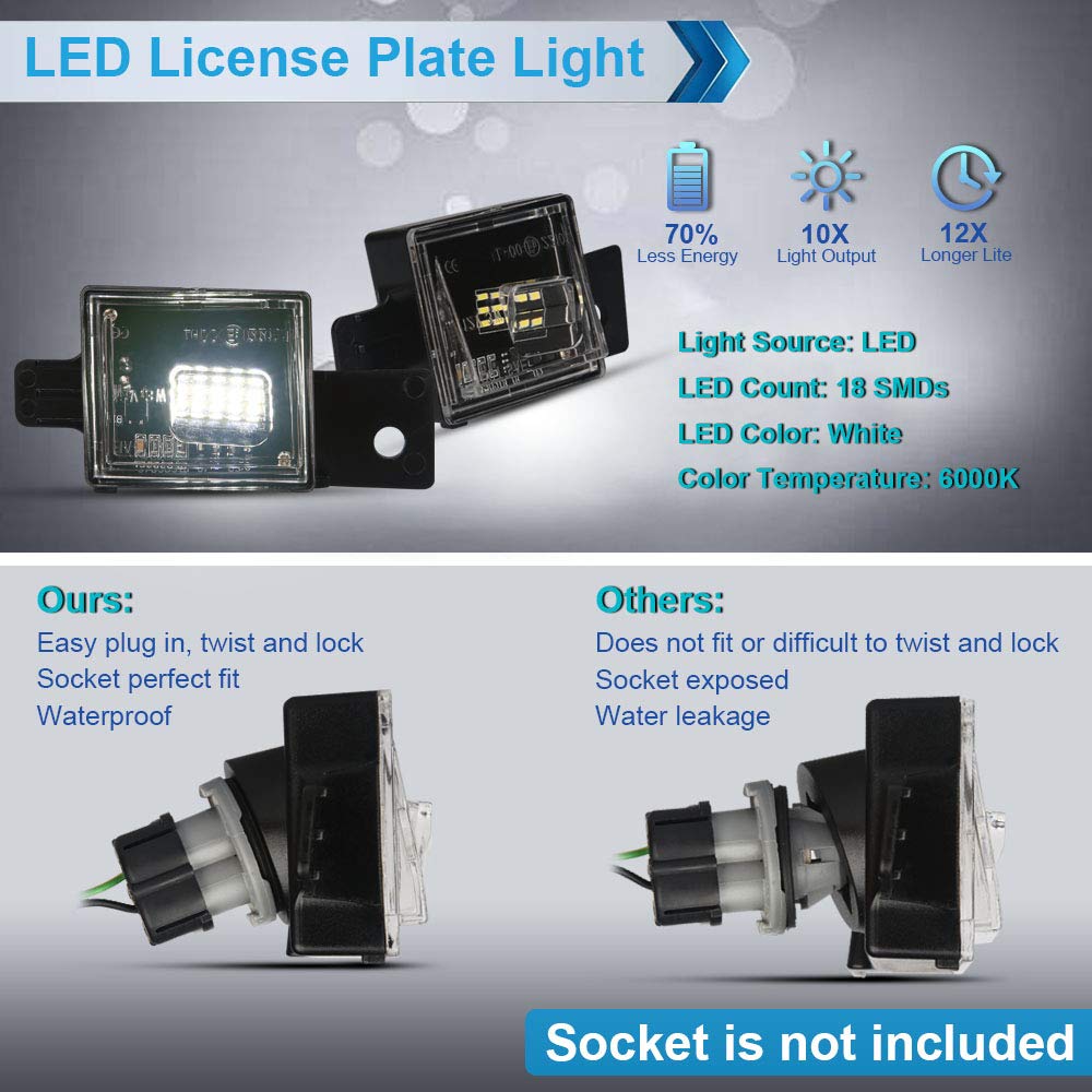 MbuyDIY LED license plate light closeup 18 SMDs—crisp white 6000K illumination.