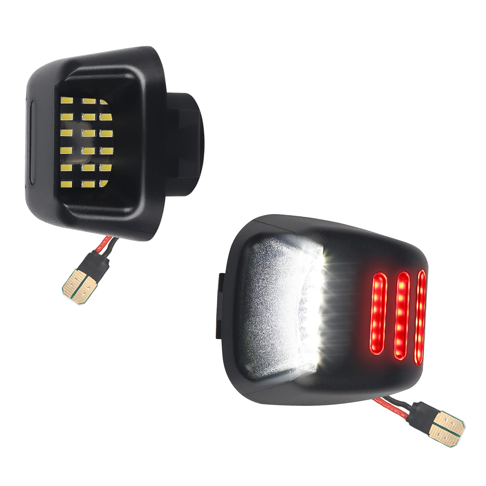 MbuyDIY license plate light front view with black housing improves rear visibility