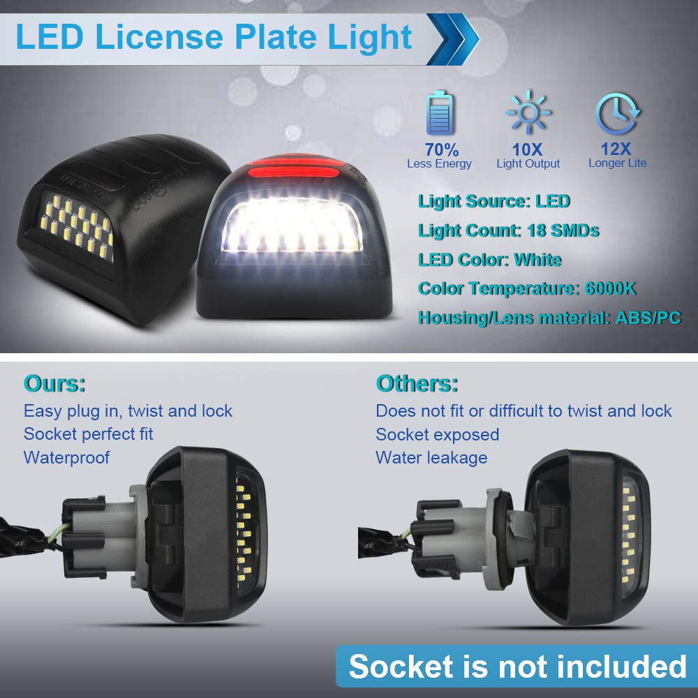Waterproof black housing and clear lens of MbuyDIY license plate lights
