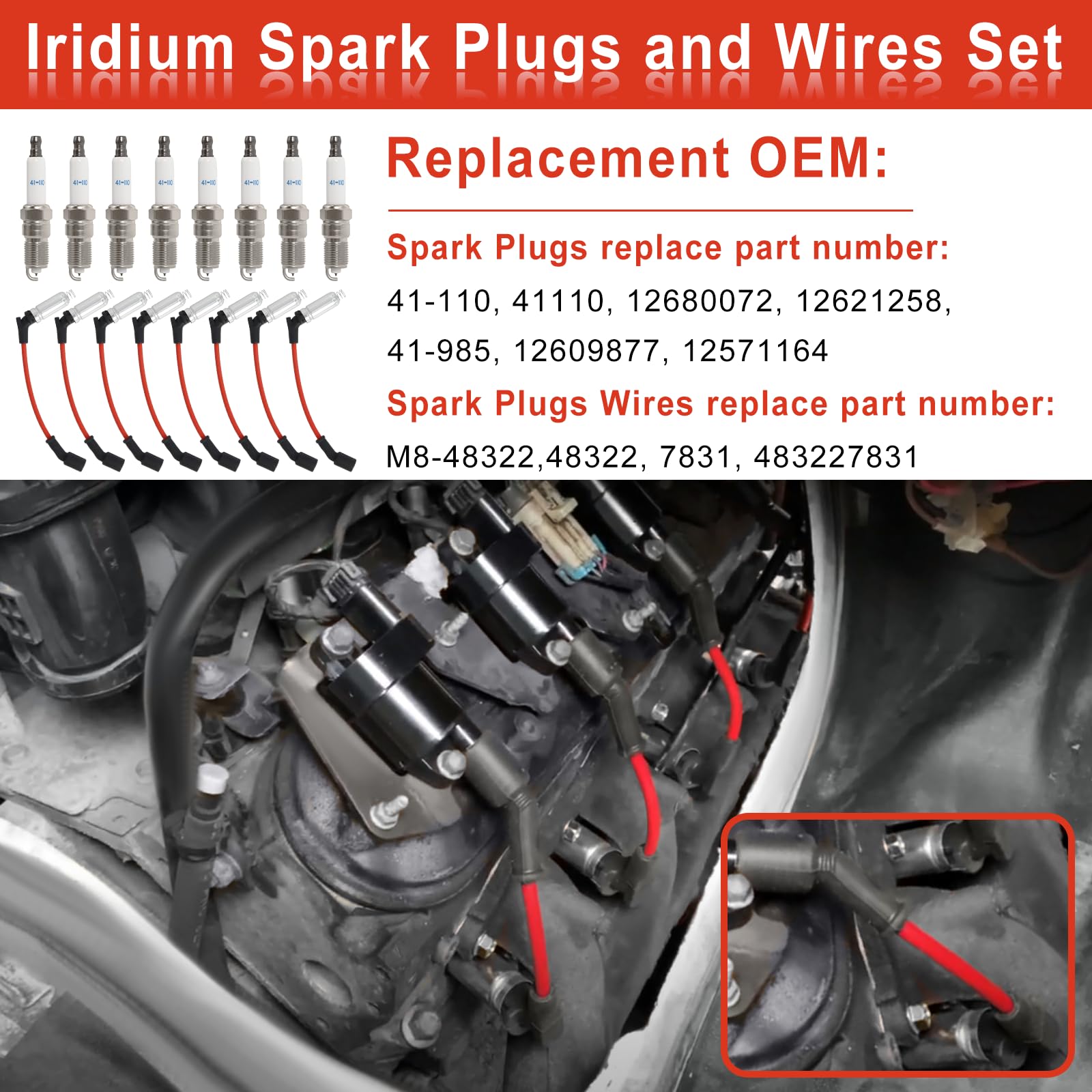 MCCKLE M8-48322 spark plug wires bundle showing durable connections