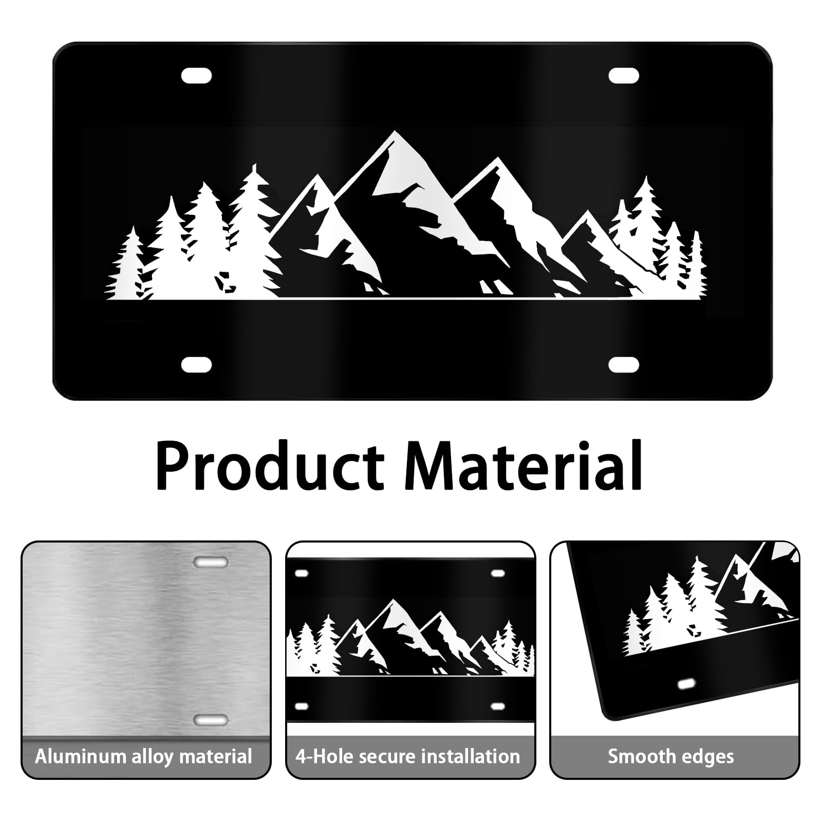 MCIAONE aluminum license plate material emphasizes durability for outdoor use.