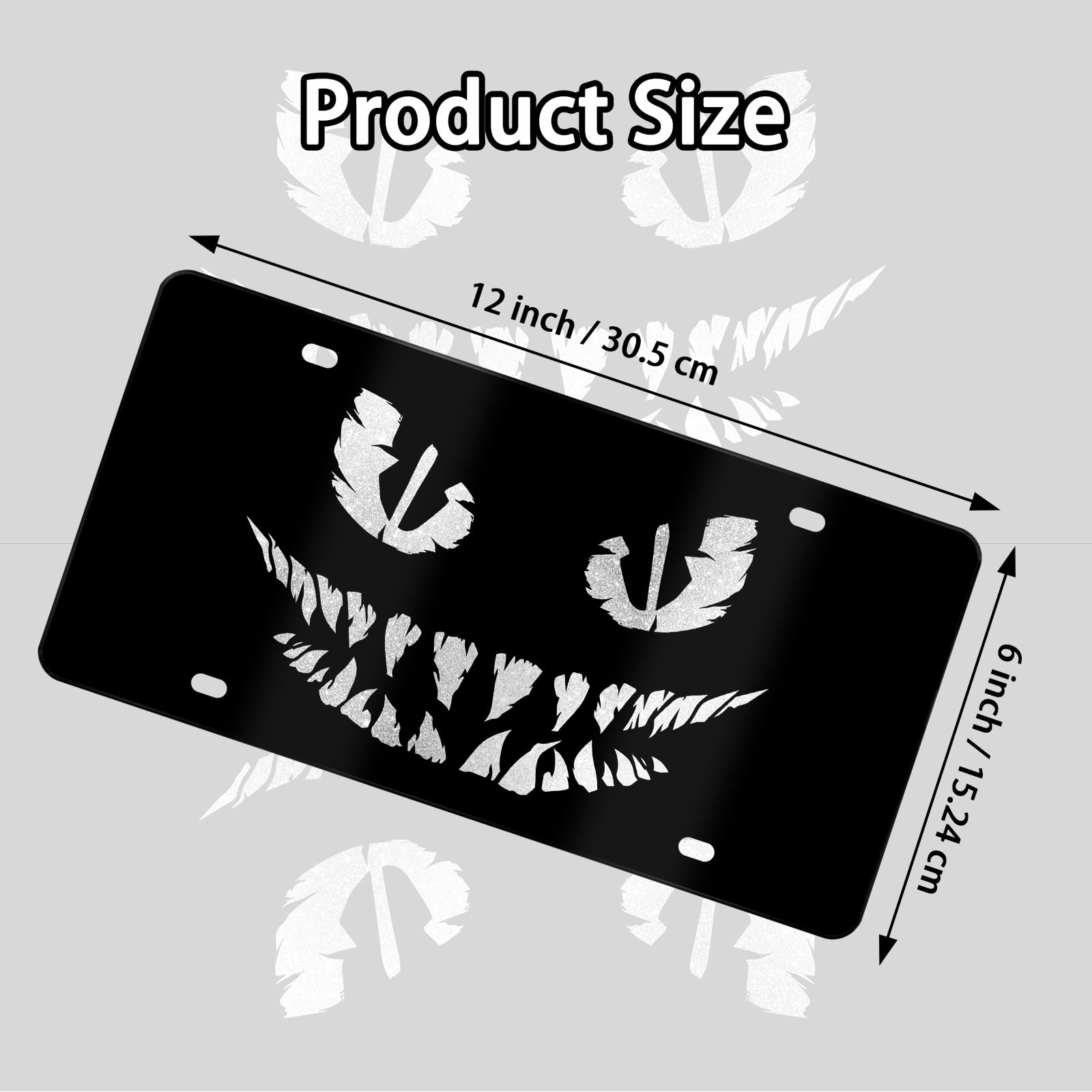 MCIAONE metal license plate with metallic smile; durable aluminum finish for long-lasting shine