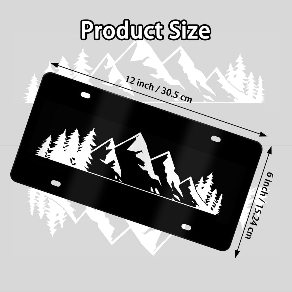 MCIAONE mountain license plate design close-up shows crisp white lines on black.