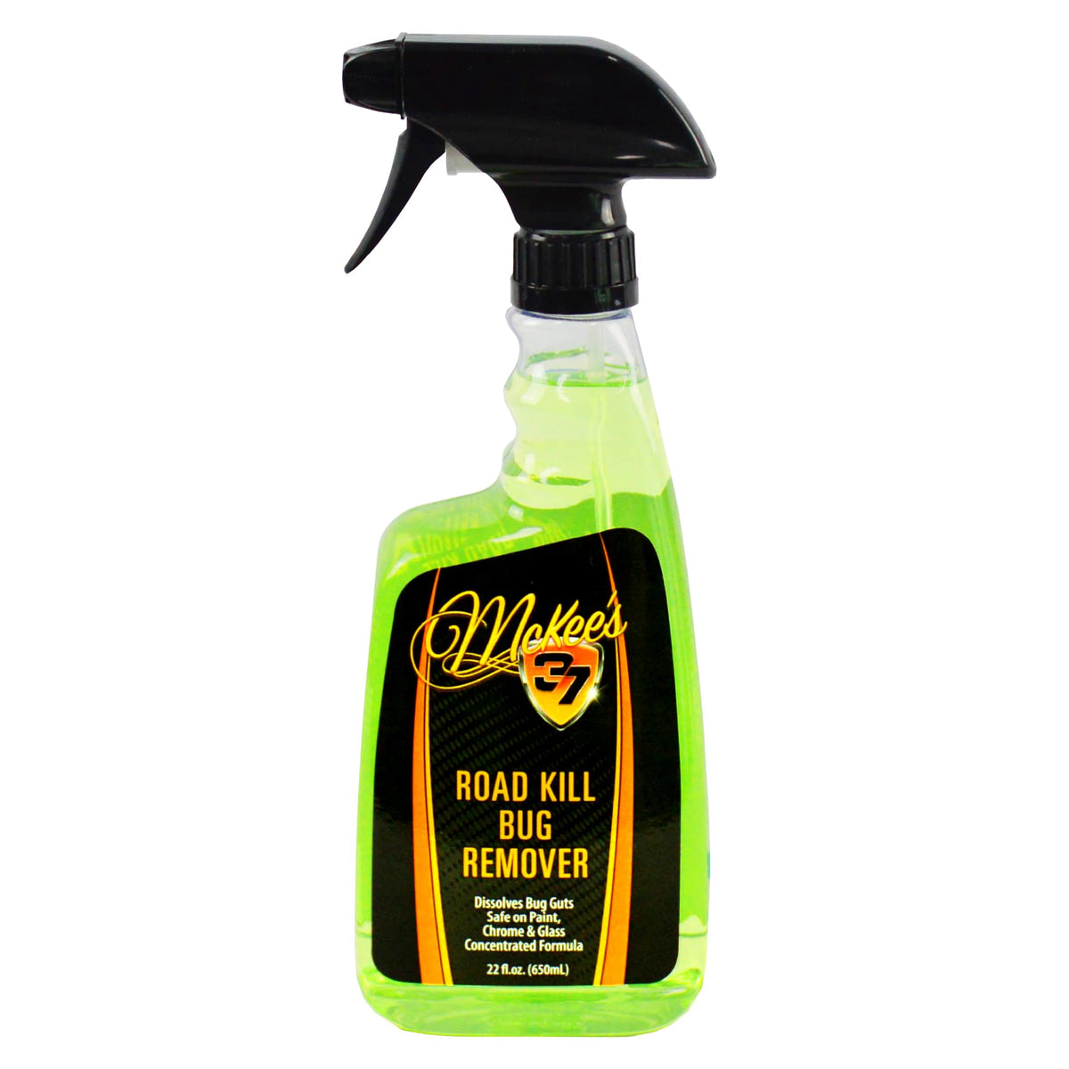 McKee's 37 Road Kill Remover bottle-front showing typical use for bug and tar cleanup