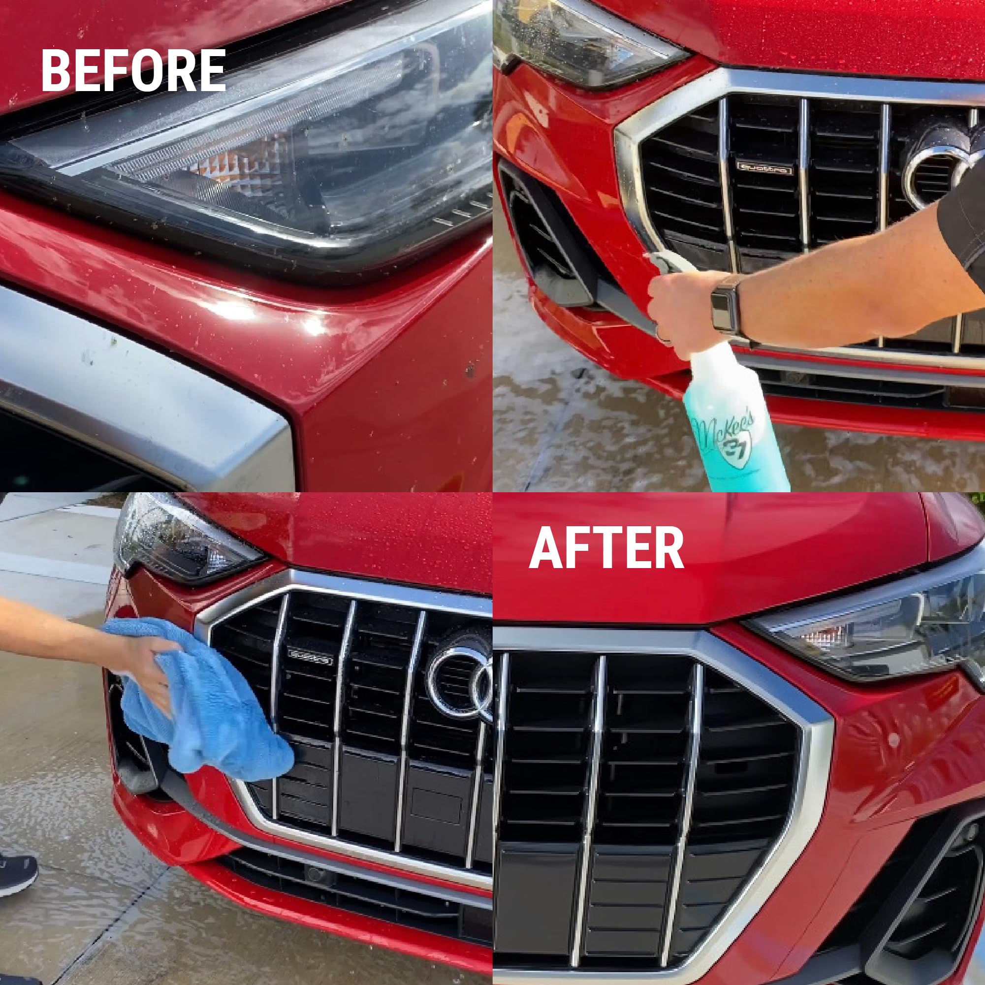 After-clean results reveal restored shine on vehicle panel