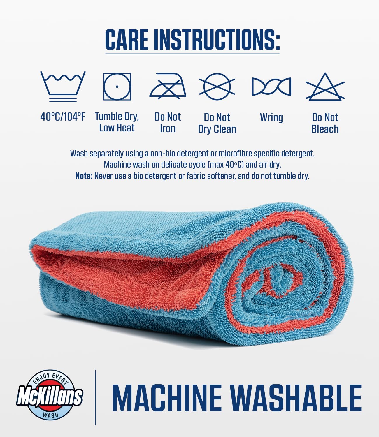 McKillans car detailing backup towel for quick touch-ups between washes.