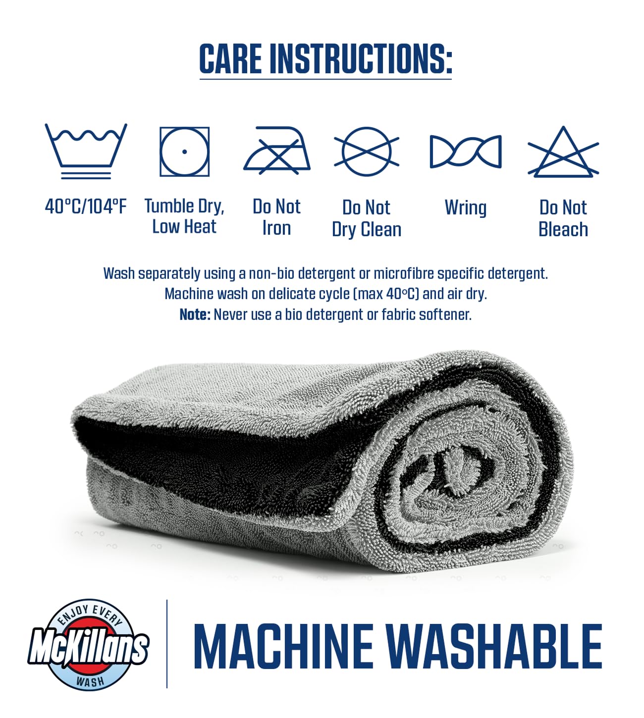 McKillans Extra Large Dual-Color Towel ideal for quick wipe-downs between washes