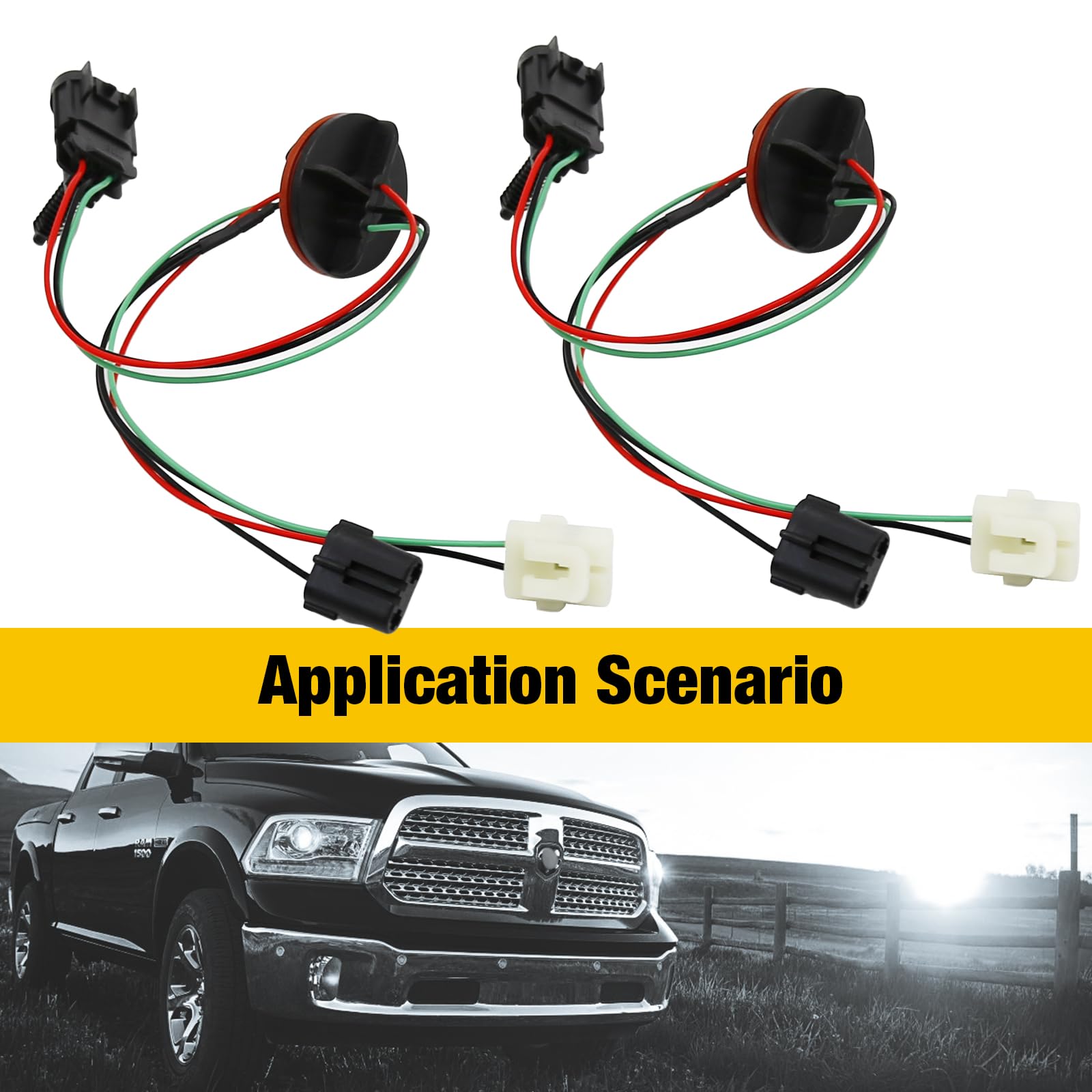 MDEOOSKY plug-and-play headlight harness simplifies replacement on Dodge Ram.