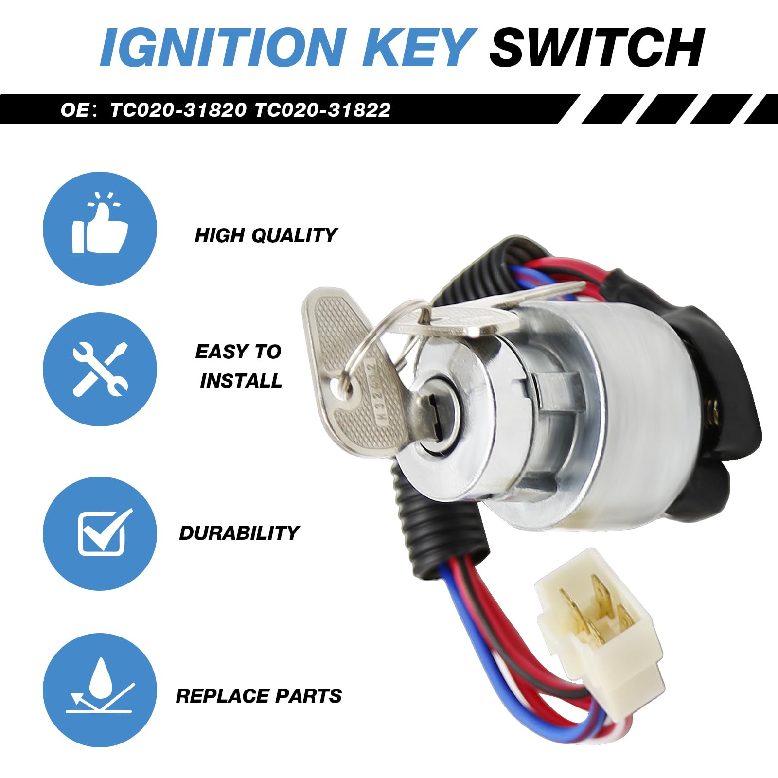 MDEOOSKY ignition switch with keys ready for Kubota tractor replacement.