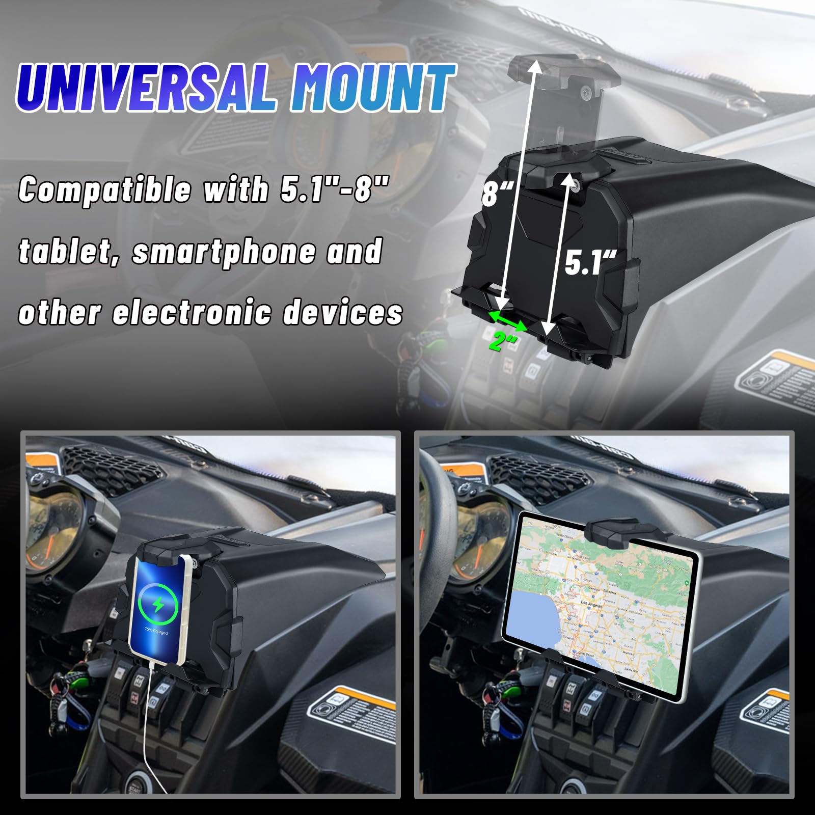MDPROMCP Maverick X3 tablet holder supports five-to-eight-inch devices securely.
