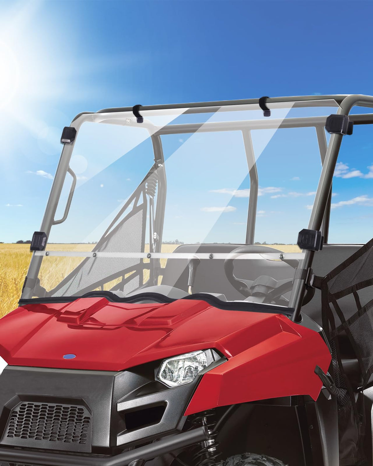 MDPROMCP Ranger Mid-Size 400 windshield front view for clear visibility and wind protection.