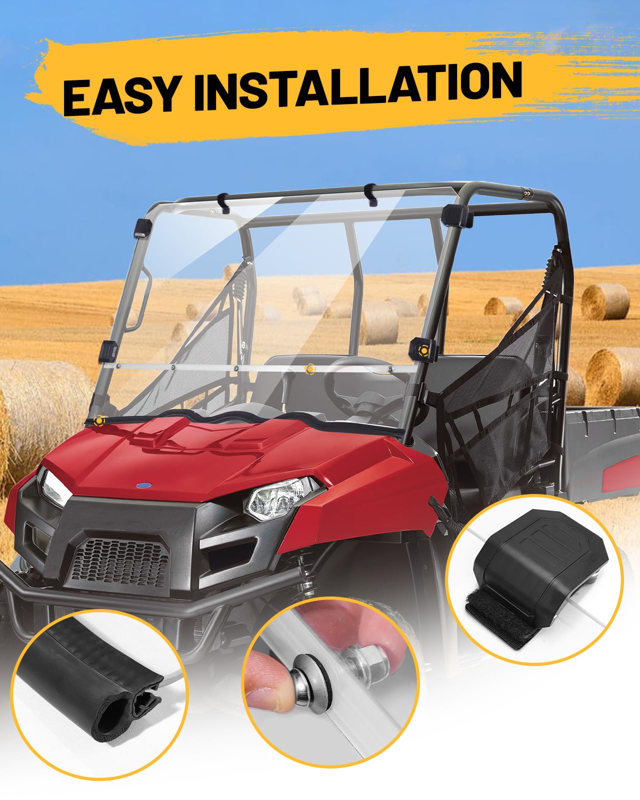 MDPROMCP Ranger Mid-Size 400 windshield offers 95 percent plus light transmittance for clarity.