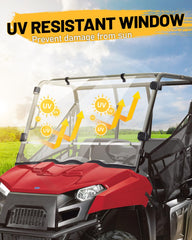 MDPROMCP Ranger Mid-Size 400 windshield polycarbonate close-up highlighting scratch resistance.