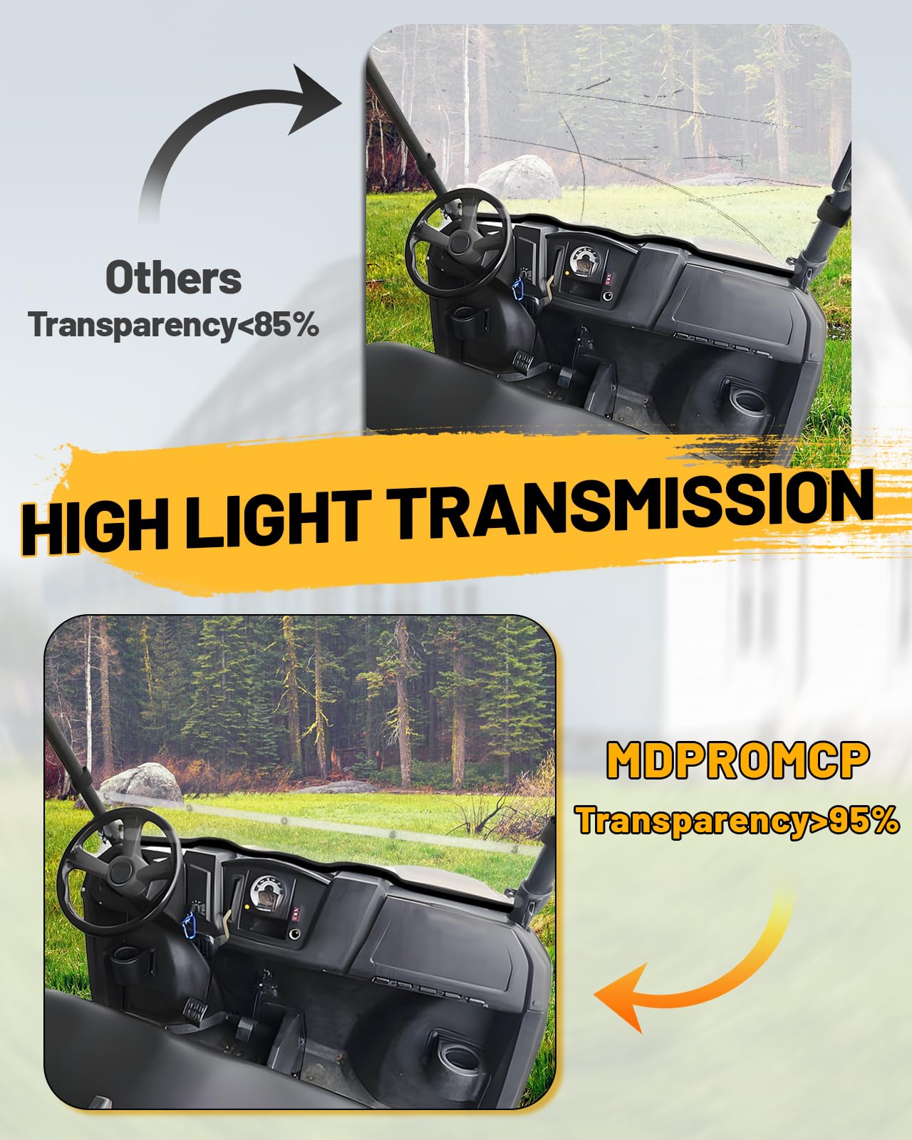MDPROMCP Ranger Mid-Size 400 windshield UV protection shields interior and driver.