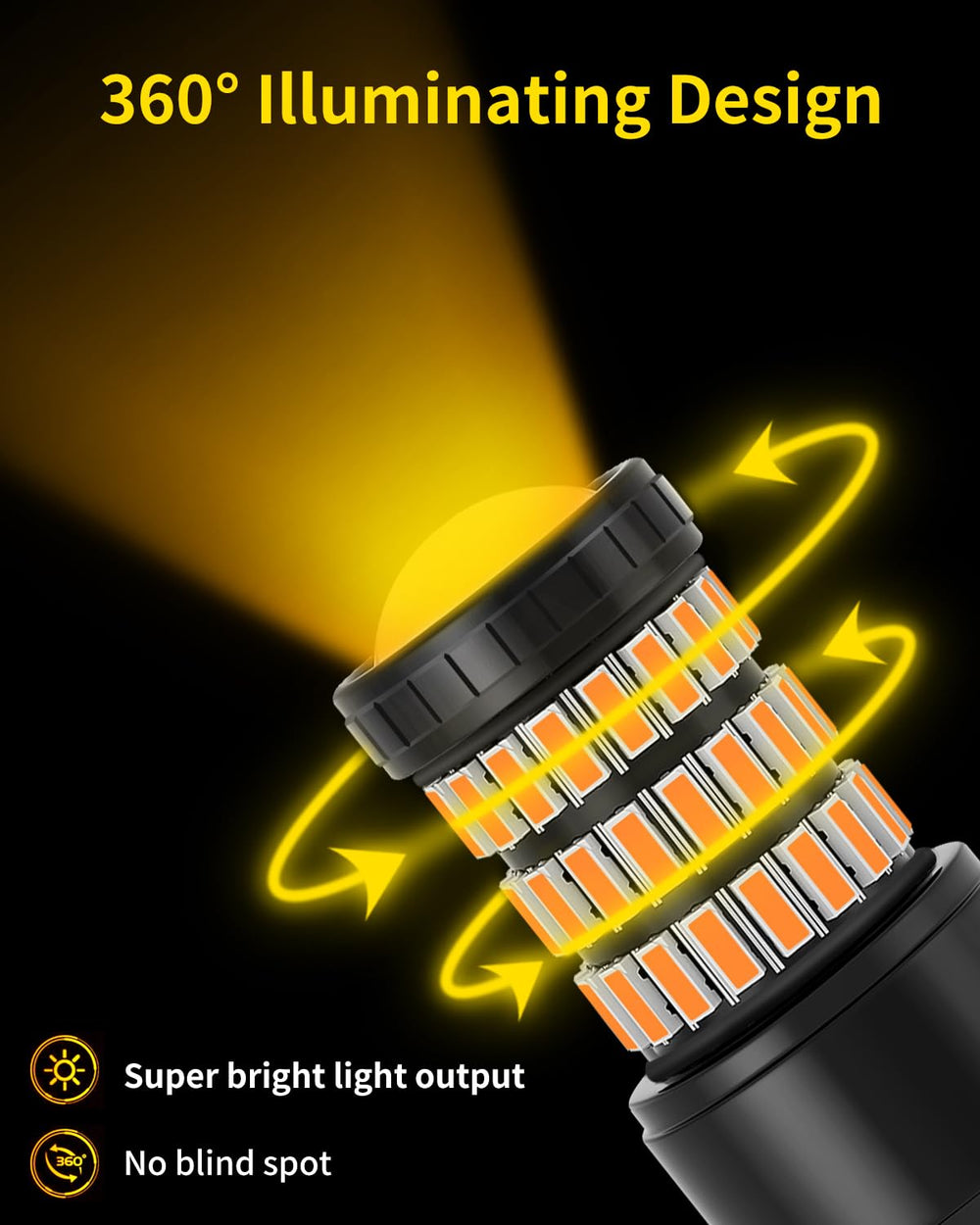 MEALAM Amber Yellow LED bulb with rear projector for Toyota Tundra signals.