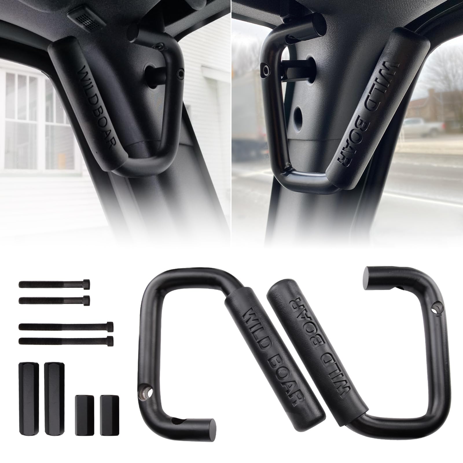 MEALAM front grab handles en aluminio con acabado negro para entrada fácil en senderos rocosos