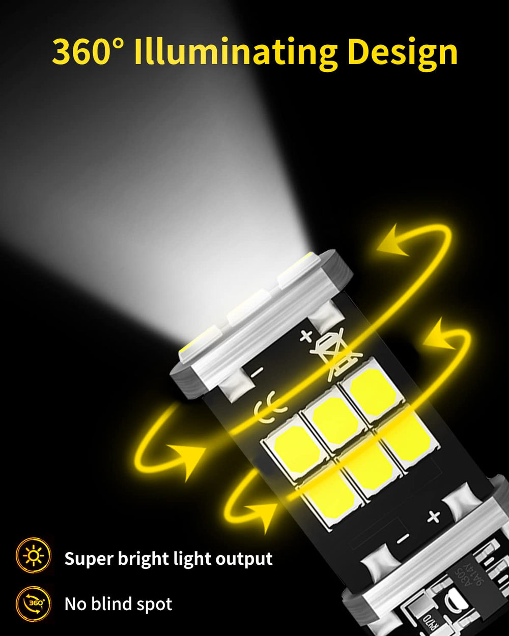 MEALAM T15 LED bulbs diagonal beam illustrating improved reversing visibility
