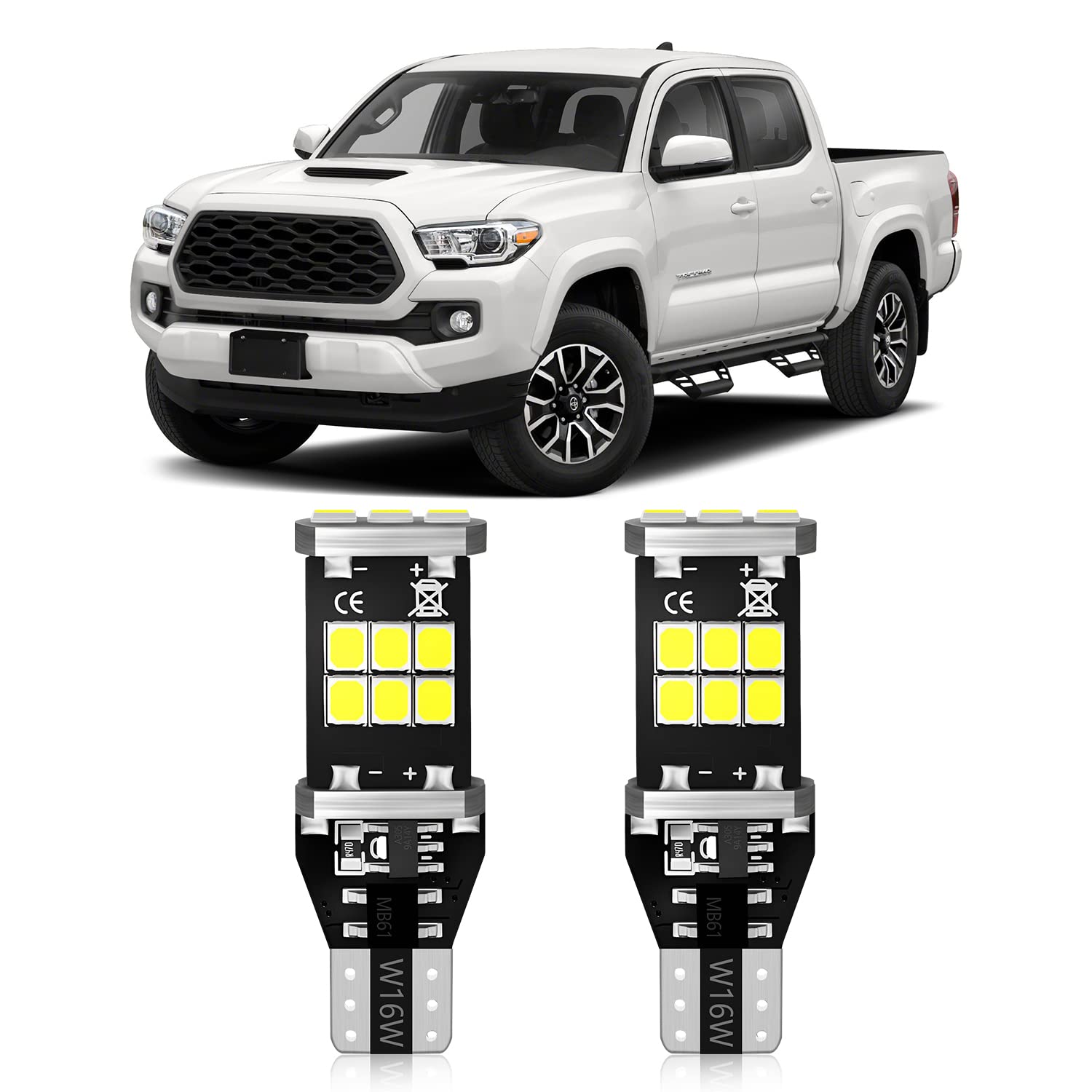 MEALAM T15 LED bulbs pack2 front view showing compact, easy-fit design for Tacoma reverse lights