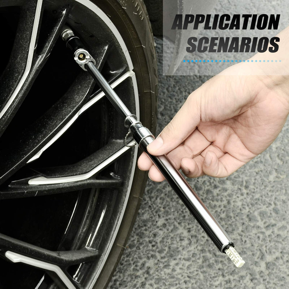MEANLIN MEASURE polished silver gauge ready for motorcycle tire checks