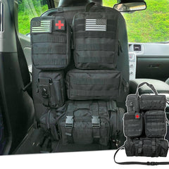 MEAUTELE seat back organizer with MOLLE panels keeps items within easy reach.