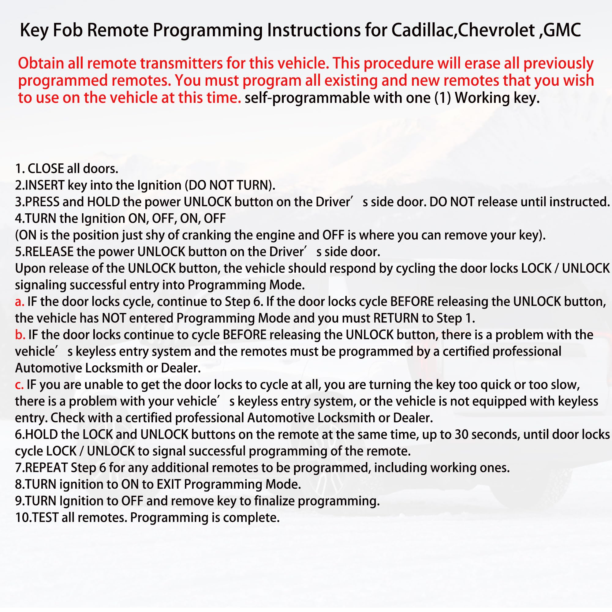 MechanMagic 2 key fob during programming shot illustrating self-programming with one working key