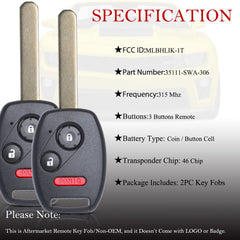 MechanMagic compatibility label 35111-SWA-306 confirms Honda fitment.
